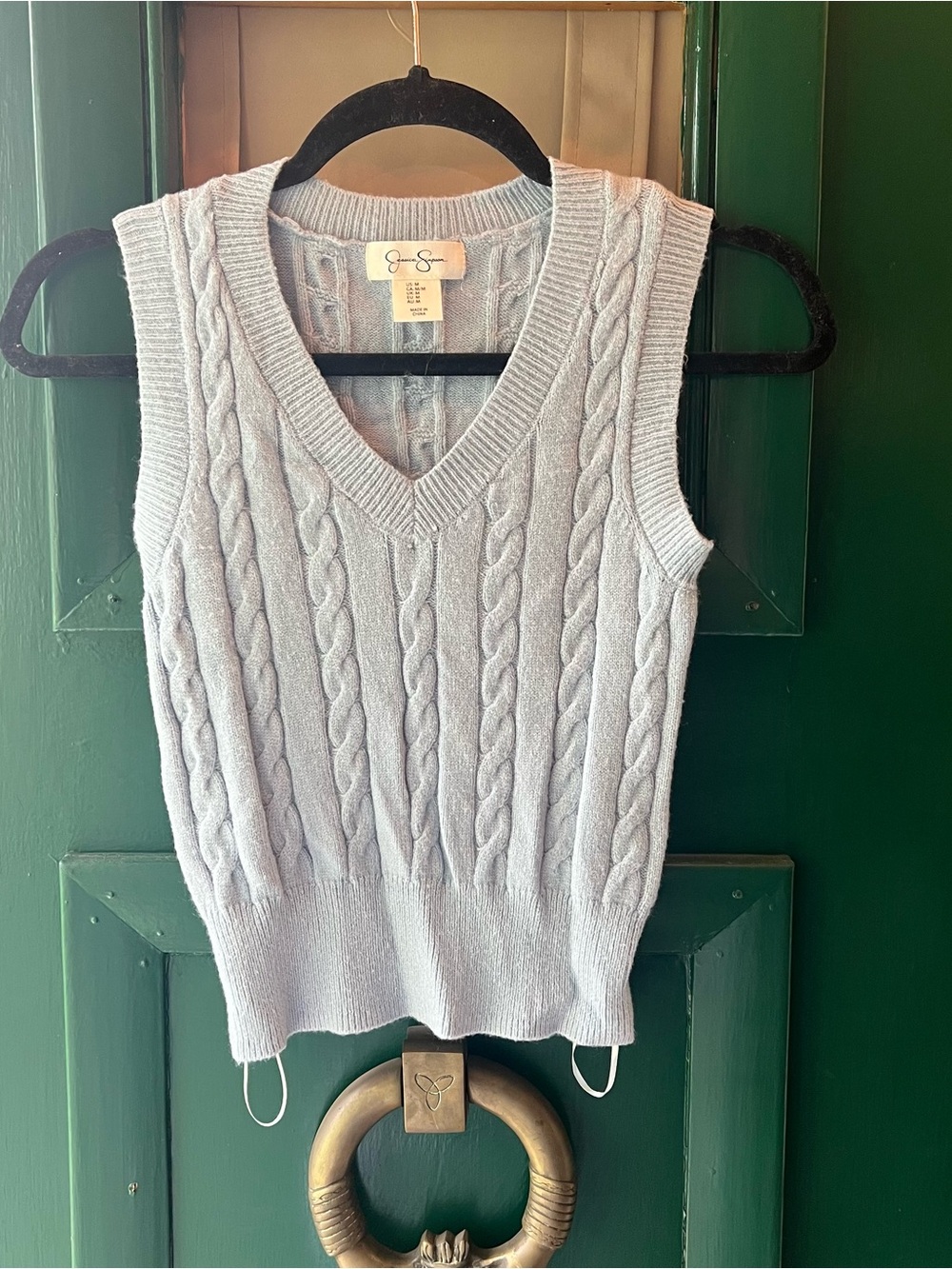 Jessica Simpson Pale Blue Cable Knit Vest